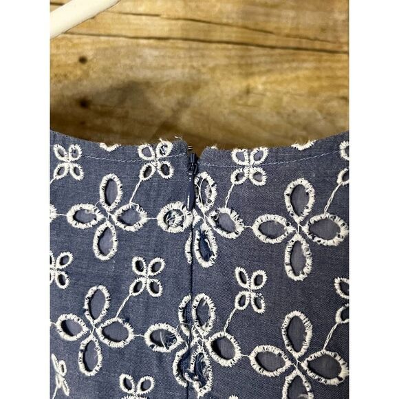 NORTHSTYLE CHAMBRAY EYELET EMBROIDERED CASUAL COASTAL BRUNCH DAY DATE DRESS - Picture 4 of 5
